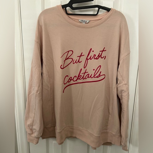Wildfox Size L Large Blush Pink “But First, Cocktails” Sweatshirt - Picture 2 of 6
